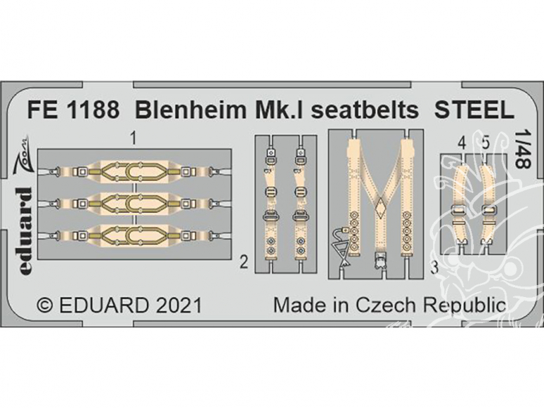 EDUARD photodecoupe avion FE1188 Harnais métal Blenheim Mk.I Airfix 1/48