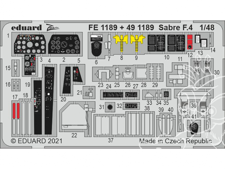 EDUARD photodecoupe avion FE1189 Zoom amélioration Sabre F.4 Airfix 1/48
