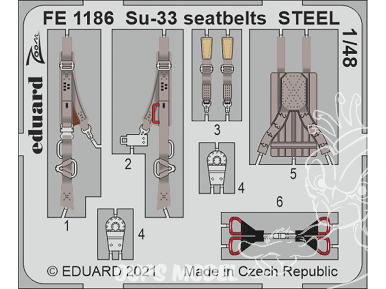 EDUARD photodecoupe avion FE1186 Harnais métal Sukhoi Su-33 Minibase 1/48
