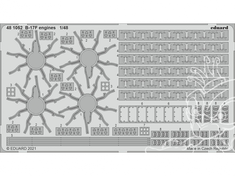 EDUARD photodecoupe avion 481052 Moteurs B-17F Hk Models 1/48