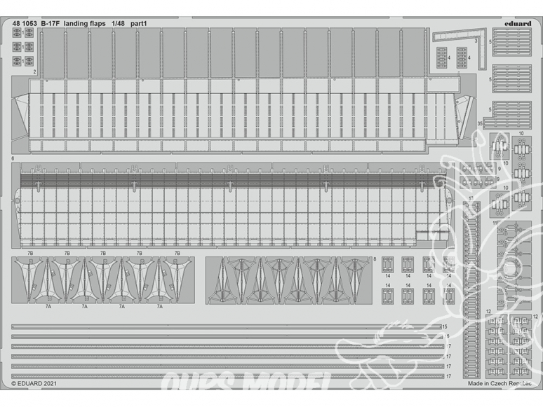 EDUARD photodecoupe avion 481053 Volets d'atterrissage B-17F Hk Models 1/48