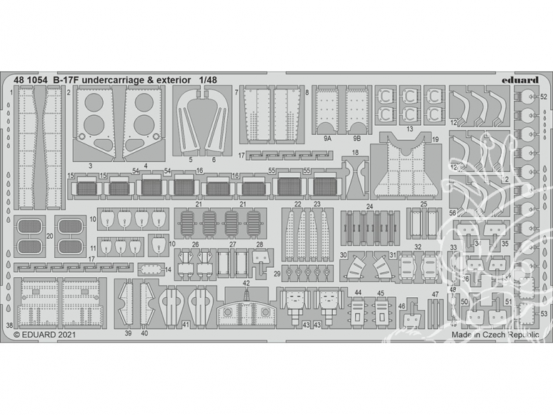 EDUARD photodecoupe avion 481054 Undercarriage & extérieur B-17F Hk Models 1/48