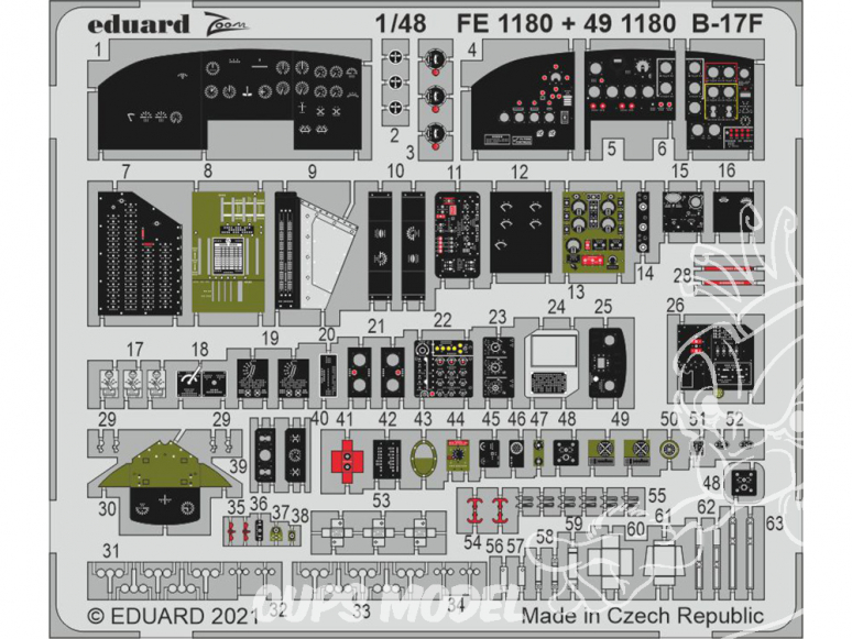 EDUARD photodecoupe avion 491180 Cockpit B-17F Hk Models 1/48