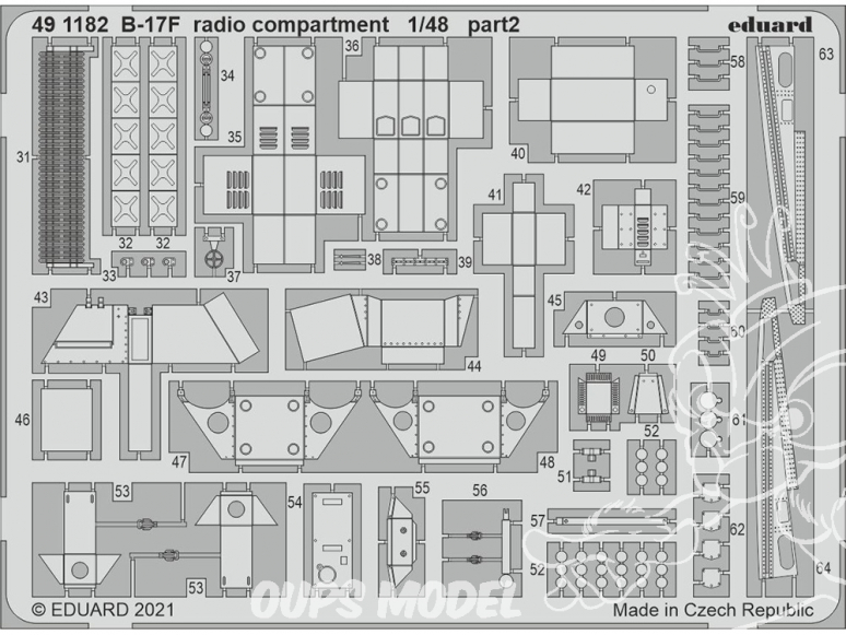 EDUARD photodecoupe avion 491182 Compartiment radio B-17F Hk Models 1/48