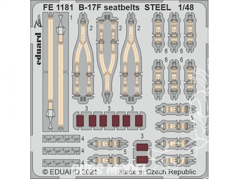 EDUARD photodecoupe avion FE1181 Harnais métal B-17F Hk Models 1/48