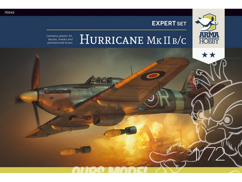 Arma Hobby maquette avion 70042 Hurricane Mk II b/c Expert Set! 1/72
