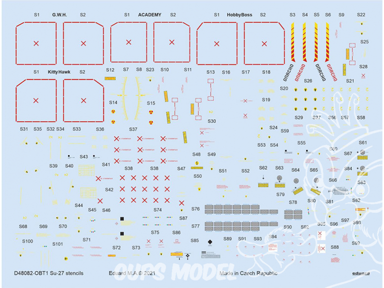 Eduard Decalques avion D48082 Marquages / Stencils Sukhoi Su-27 1/48