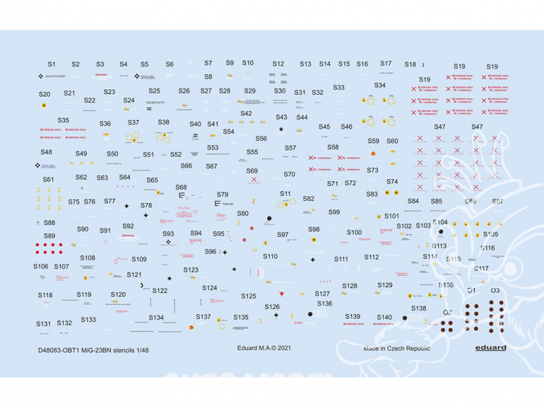Eduard Decalques avion D48083 Marquages / Stencils MiG-23BN Trumpeter 1/48
