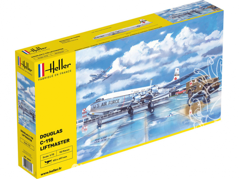 Heller maquette avion 56317 STARTER KIT C-118 LIFTMASTER inclus peintures principale colle et pinceau 1/72