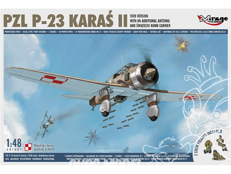 Mirage maquette avion 481601 PZL P-23 Karaś II. Version 1939 1/48