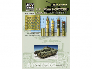 Afv Club maquette militaire ag35034 ENSEMBLE DE MUNITIONS POUR OBUSIER DE 95 mm U.K. en Métal 1/35