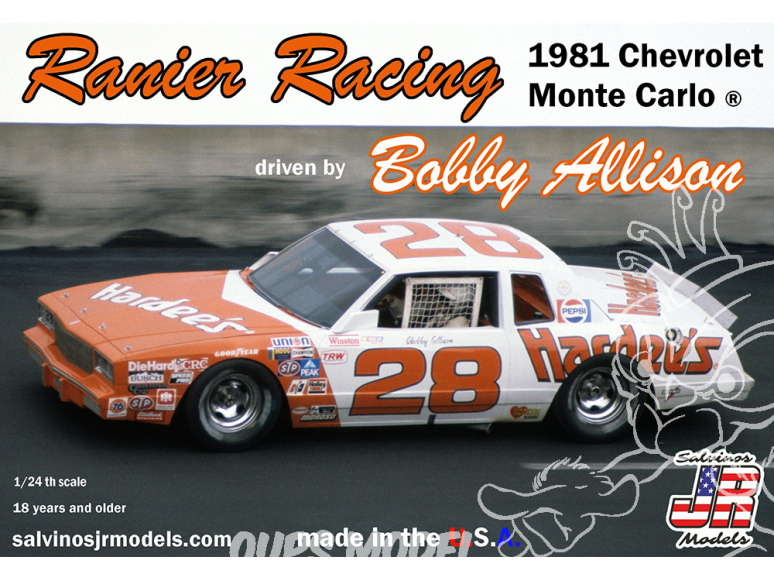 JR Models maquette voiture 1981C Ranier Racing 1981 Chevrolet ® Monte Carlo pilote Bobby Allison 1/25