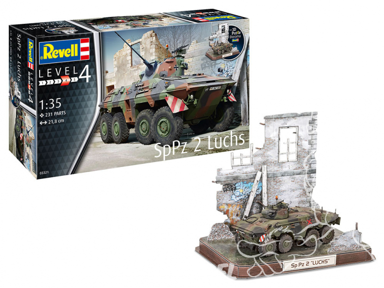 Revell maquette militaire 03321 SpPz2 Luchs et 3D Puzzle Diorama 1/35