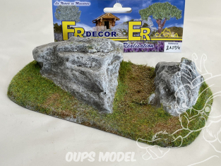 Fr decor 21034 Décor diorama pierre reconstituée 2 roches sur socle 200x110mm Fabriqué en France