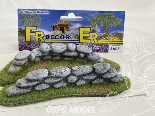 Fr decor 21003 Décor diorama pierre reconstituée 2 murets sur socle 150x50mm Fabriqué en France