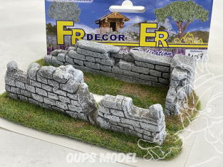 Fr decor 21057 Décor diorama pierre reconstituée 2 murs en ruine sur socle 140x50mm Fabriqué en France
