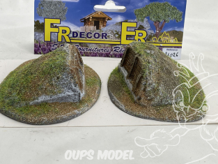 Fr decor 21026 Décor diorama pierre reconstituée 2 Roches et palissades de soutien sur socle 170x120mm Fabriqué en France