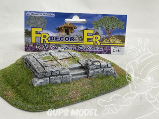 Fr decor 21021 Décor diorama pierre reconstituée Ruines et dalles sur socle 170x120mm Fabriqué en France