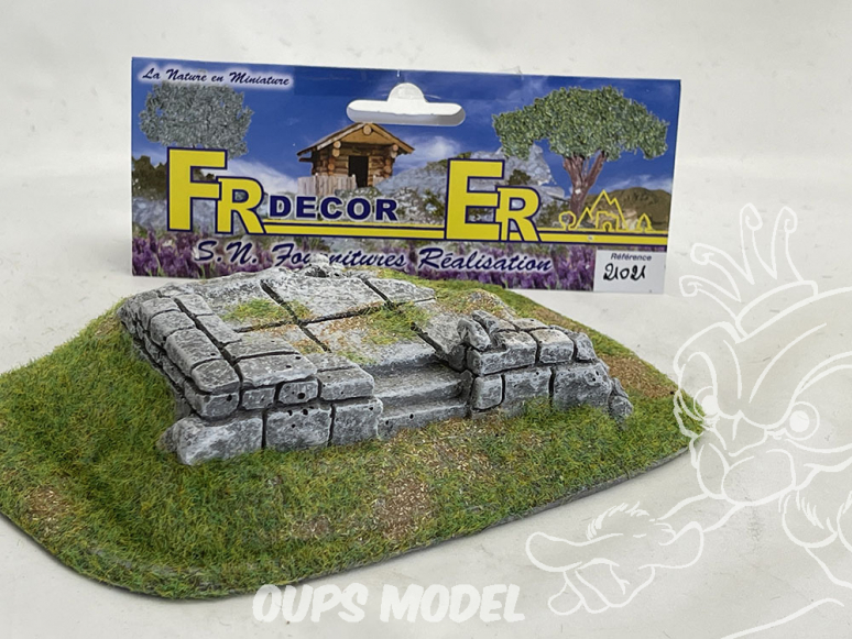 Fr decor 21021 Décor diorama pierre reconstituée Ruines et dalles sur socle 170x120mm Fabriqué en France