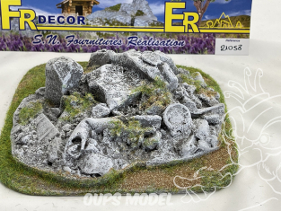 Fr decor 21058 Décor diorama pierre reconstituée ruine et dechets sur socle 160x150mm Fabriqué en France