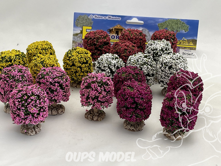 Fr Décor 90502 Vingt Arbres boules assortis fleuris hauteur 60mm troc bois made in France