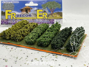 Fr Décor 860 Six Rangées arbustes de haie vert assortis sur socle made in France 1/87 1/72