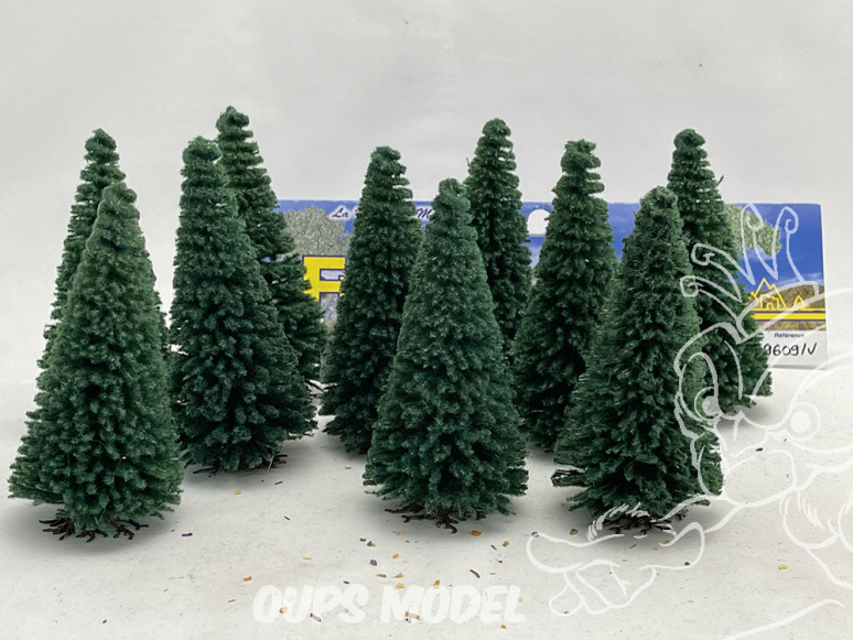 Fr Décor arbres 9609/V Dix sapins ecouvillons enneigés 90mm