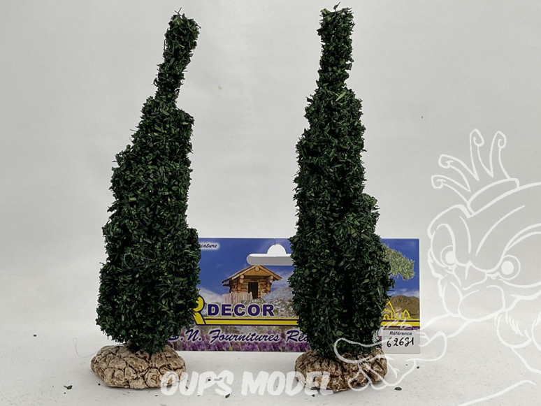 Fr Décor arbres 62691 deux Cyprès Italien tronc bois 150mm Made in France