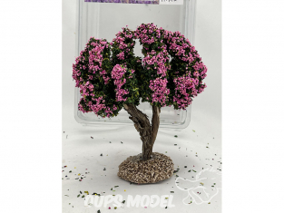 Fr Décor arbres 97591R Arbre fleuris double branche rose tronc bois 110mm Made in France