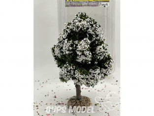 Fr Décor arbres 87691B Arbre boule fleuri blanc tronc bois 100mm Made in France