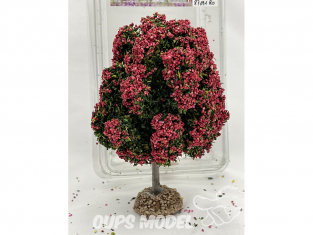 Fr Décor arbres 87691RO Arbre boule fleuri rouge tronc bois 100mm Made in France