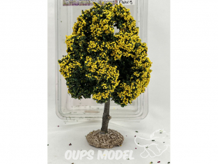 Fr Décor arbres 87691J Arbre boule fleuri jaune tronc bois 100mm Made in France