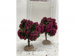 Fr Décor arbres 87591L Deux Arbres boule fleuri Lilas tronc bois 70mm Made in France