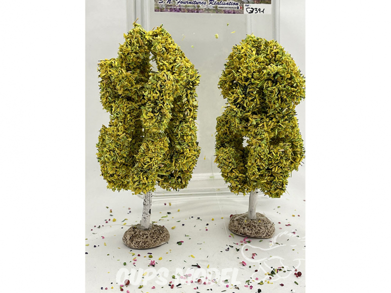 Fr Décor arbres 53391 Deux Bouleaux automne tronc bois 100mm Made in France