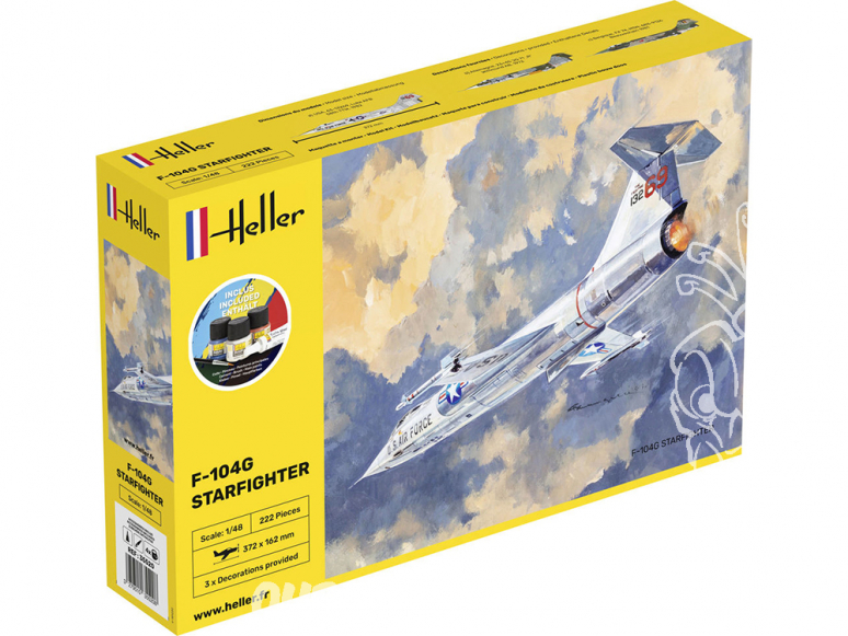 HELLER maquette avion 35520 STARTER KIT F-104G Starfighter inclus peintures principales colle et pinceau 1/48