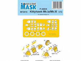 Special Hobby Masque avion M72015 Masque P-40E/K/Kittyhawk Mk.Ia/Mk.III 1/72