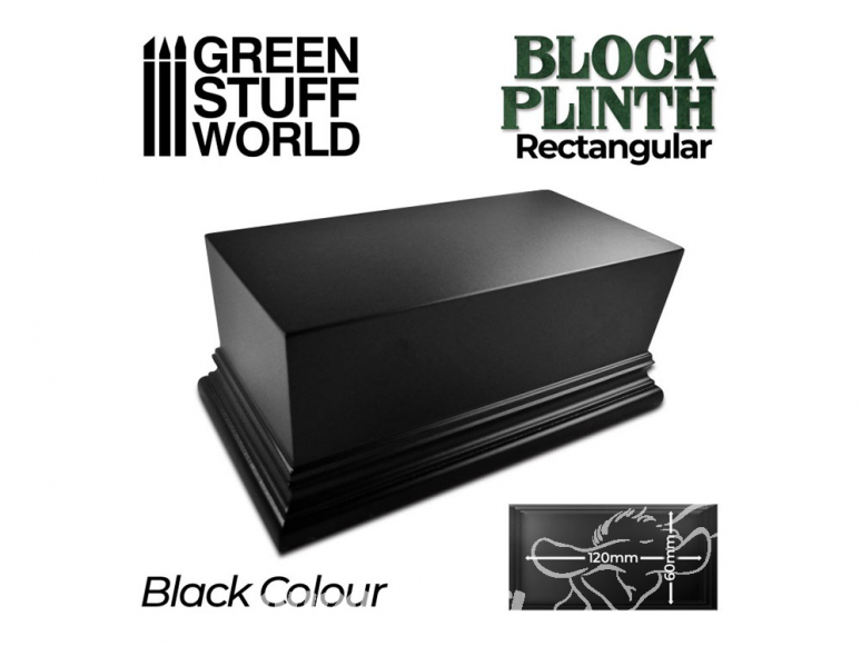 Green Stuff 500690 Socle Rectangulaire Ouvragé 12x6cm Noir