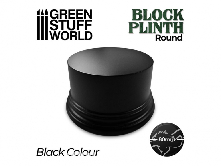 Green Stuff 500621 Socle Cylindre Ouvragé 8cm Noir