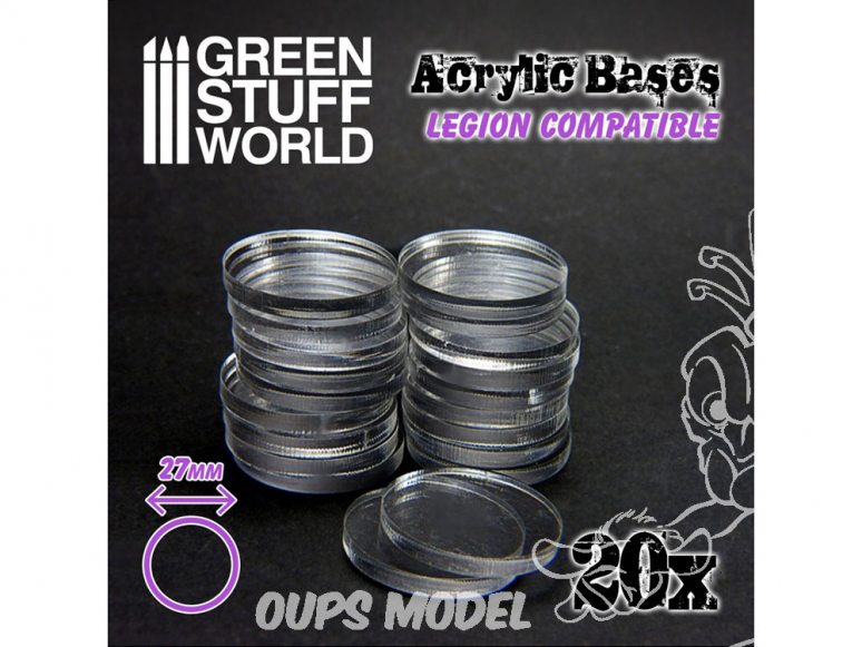 Green Stuff 502489 Vingt Socles ROND 27 mm en Acrylique (Legion)