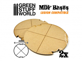 Green Stuff 502311 Deux Socles ROND 100 mm en MDF (Legion)