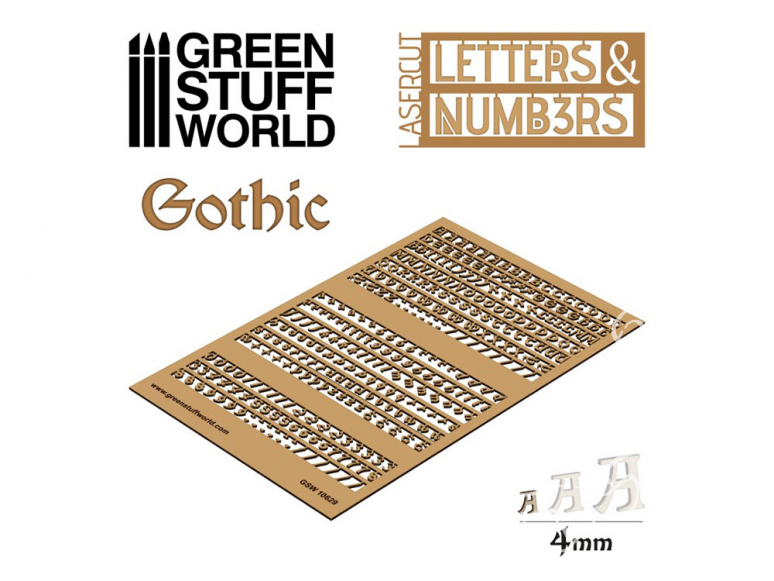 Green Stuff 501291 Lettres et nombres 4 mm GOTHIQUE