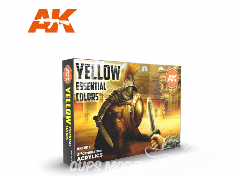 Ak interactive peinture acrylique 3G Set AK11615 Jaune : Couleurs essentielles 6 x 17ml