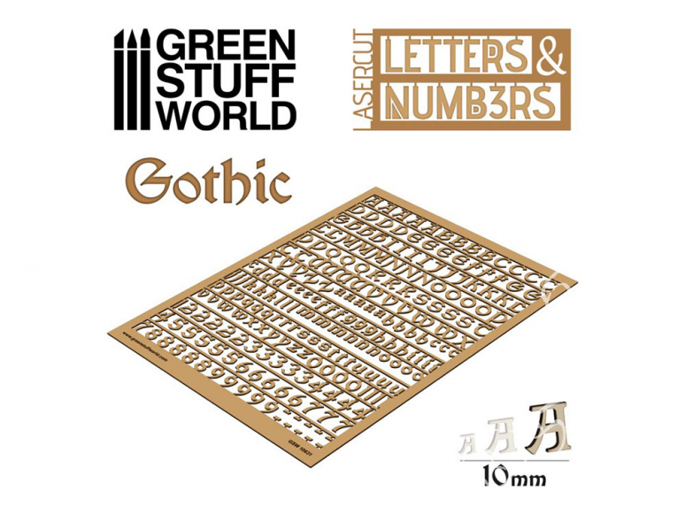 Green Stuff 501314 Lettres et nombres 10 mm GOTHIQUE