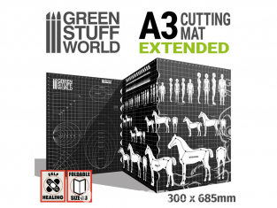Green Stuff 509151 Tapis de Découpe avec échelles A3 extensible