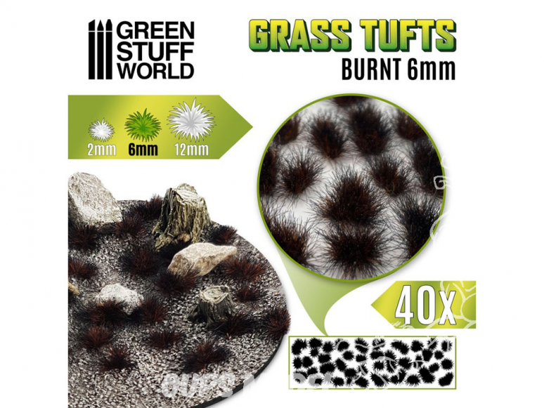 Green Stuff 501635 Touffes d'herbe 6mm Auto-Adhésif BRÛLÉ