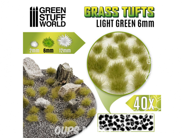 Green Stuff 501628 Touffes d'herbe 6mm Auto-Adhésif Vert clair