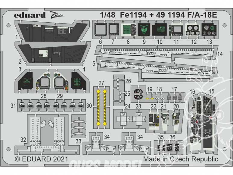 EDUARD photodecoupe avion FE1194 Zoom amélioration F/A-18E Meng 1/48
