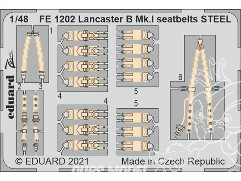 EDUARD photodecoupe avion FE1202 Harnais métal Lancaster B Mk.I Hk Models 1/48