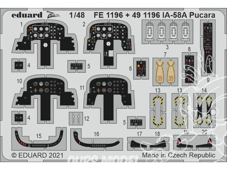 EDUARD photodecoupe avion FE1196 Zoom amélioration IA-58A Pucara Kinetic 1/48