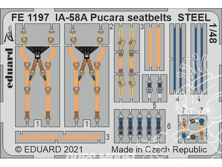 EDUARD photodecoupe avion FE1197 Harnais métal IA-58A Pucara Kinetic 1/48